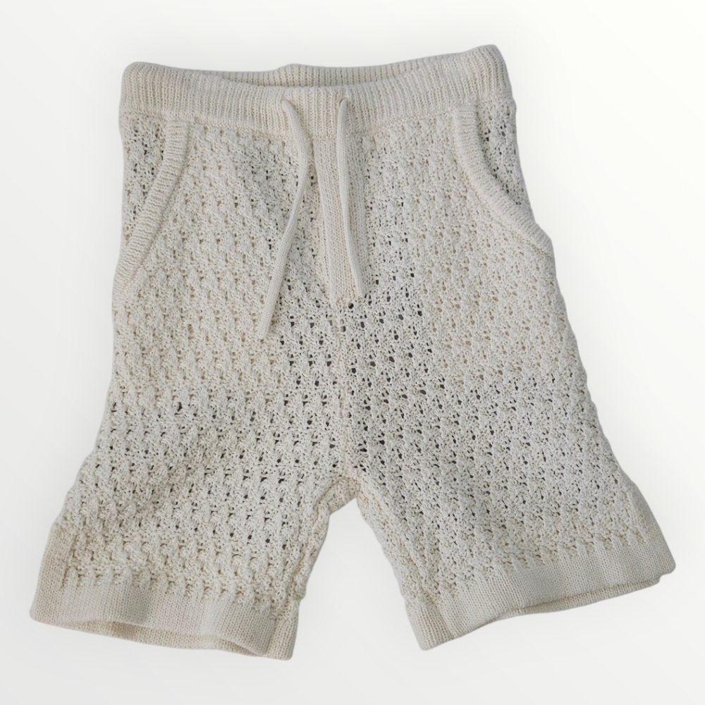 Vineyard Vines Kids 6 Cream Textured Knit Lined Shorts Drawstring‎ Waist